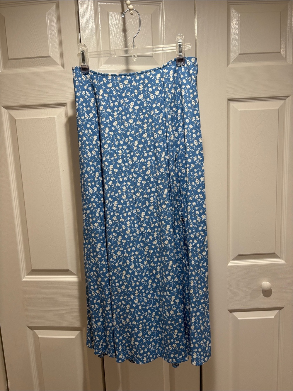 Reformation Zoe Blue Floral Skirt with Slit